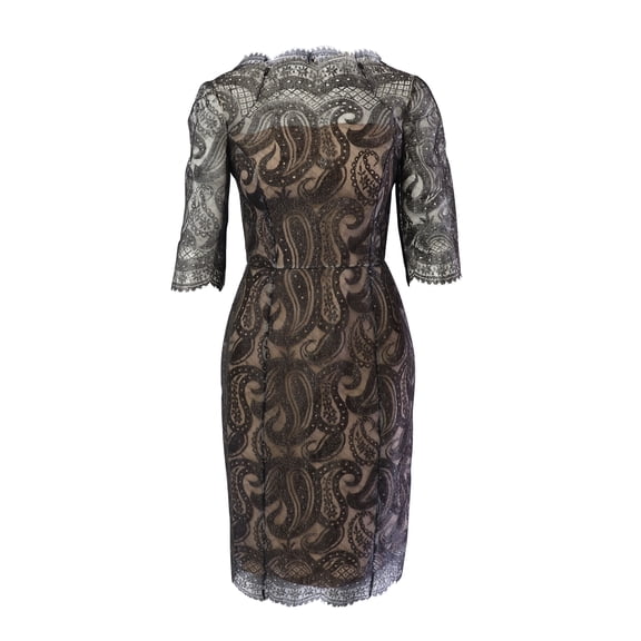 Pre-Owned Erdem Paisley Lace Midi Shift Dress in Black Polyester
