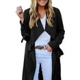 thumbnail image 3 of Yuanlong Womens Jackets Spring Autumn Belt Open Front Full Sleeve Long Trench Jacket Casual Windproof Coats With Pockets, 3 of 7