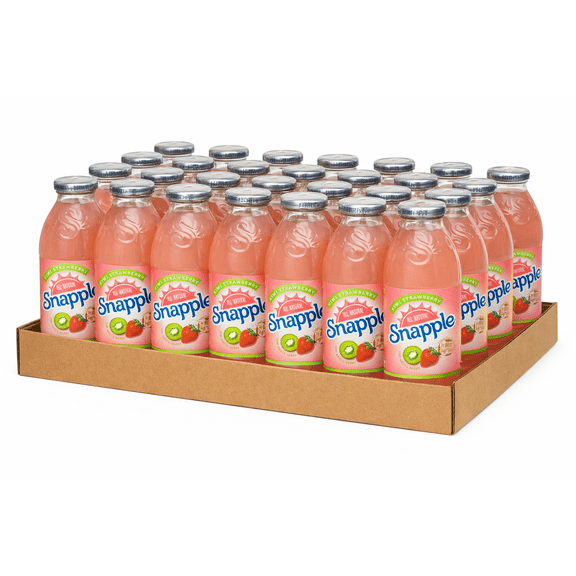 Snapple Kiwi Strawberry Juice Drink, 16 oz Glass Bottles (24 Pack), All Natural Fruit Flavor Beverage