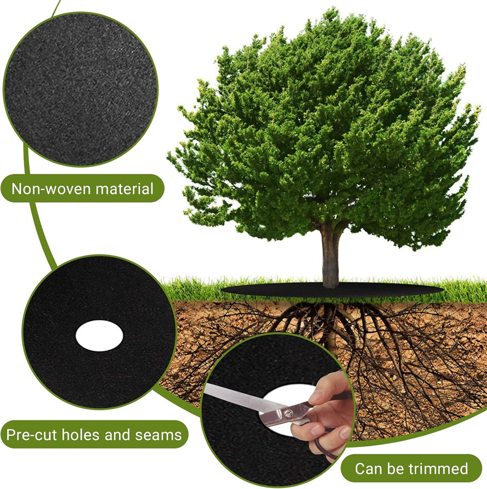8 Pack 20.5 Inch Non-Woven Tree Mulch Ring, NOGIS Tree Protector Mat, Round Anti Grass Gardening Landscaping Fabric Cover, Reusable Tree Weed Barrier Mat for Weed Control Root Protection