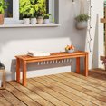 thumbnail image 4 of Costway 2 PCS 47 Inch Patio Wood Bench 2-Person Backless Bench with Slatted Seat Teak, 4 of 9