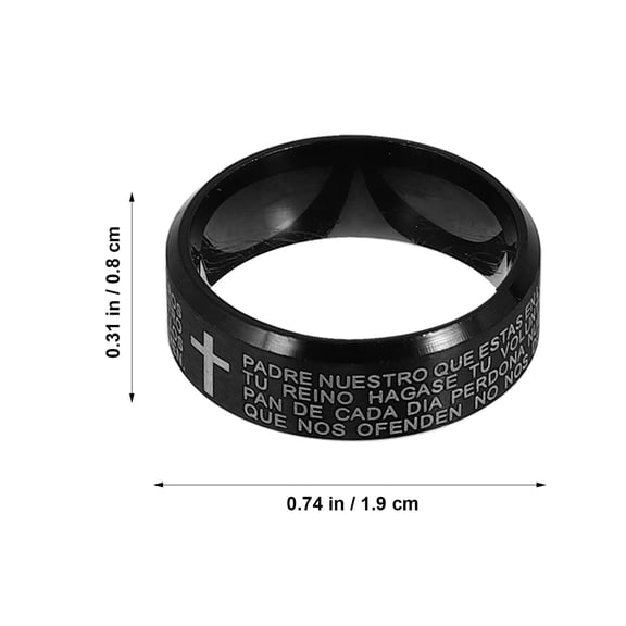Pretyzoom Black Stainless Steel Biblical Cross Ring Durable Prayer Ring for Men Comfortable Wear