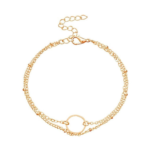 Pulsera De Anillo Hueco Geométrico Para Mujer, Pulsera De Doble Cadena De Aleación, Accesorios De Boda Para Fiesta, Regalos De Joyería Para Mamá, Mujer, Esposa Y Niña Eigraketly AP006149-01
