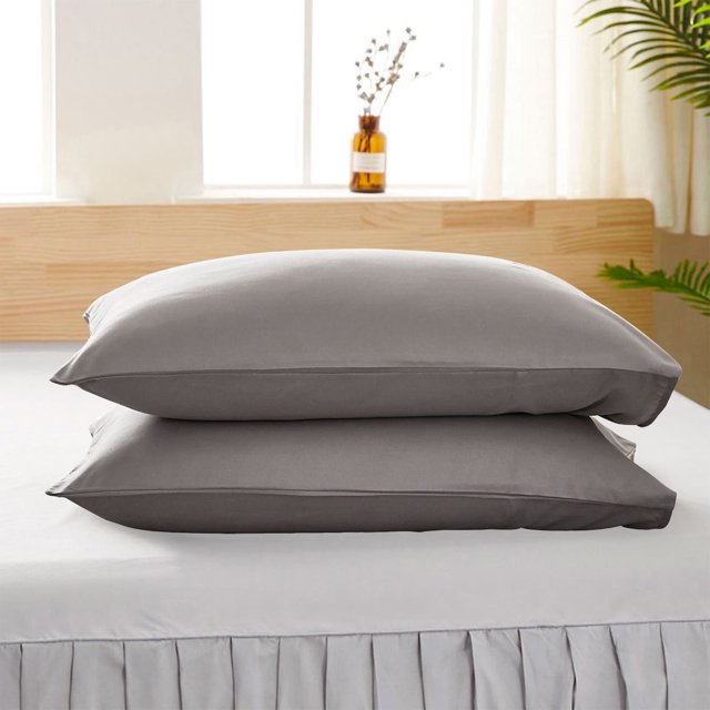 Fundas de almohada Qnjujn - Paquete de 2 - Cierre tipo sobre - Tejido de microfibra suave cepillada - Resistentes al encogimiento y a la decoloración - 50 x 76 cm - Gris oscuro