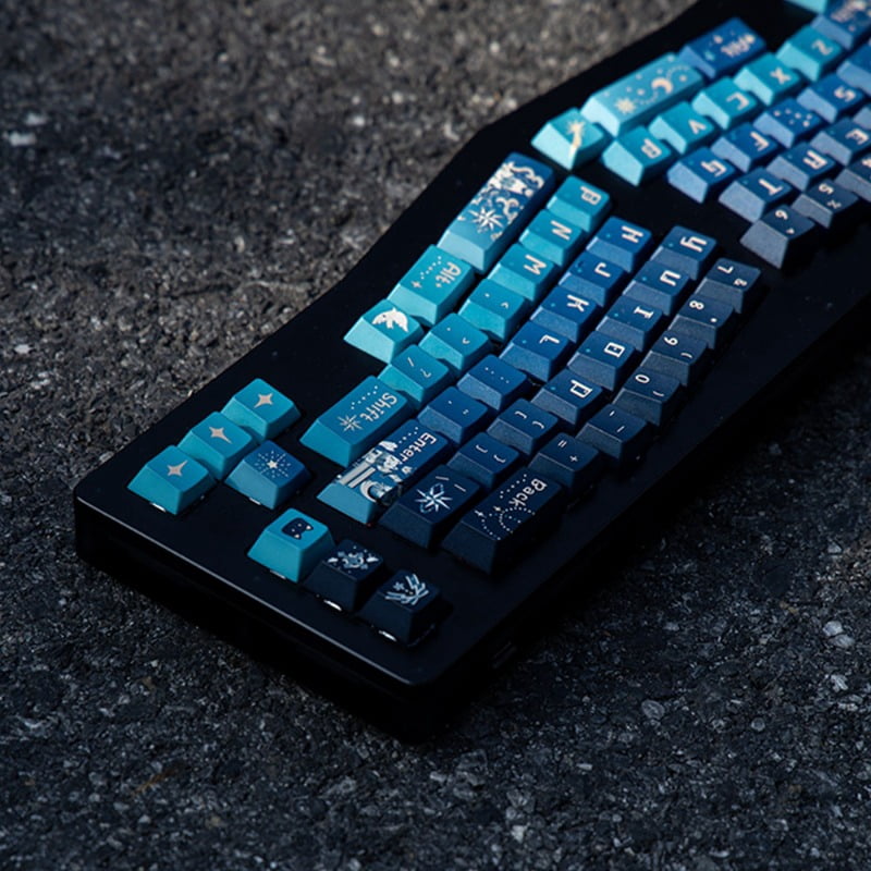 Starry Night Cloister Theme Keycap Set 139Keys PBT Custom Blue Keyboard Cap Cherry Profile KeyCap for Mechanical Keyboard Gift