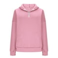 thumbnail image 5 of GuzomFashion Womens Pink Half Zip Hooded Sweatshirt Dress - Oversized Drop Shoulder, 100% Polyester Wrinkle-Resistant, Machine-Washable Mini Length, S-XXL,Size 2XL, 5 of 6