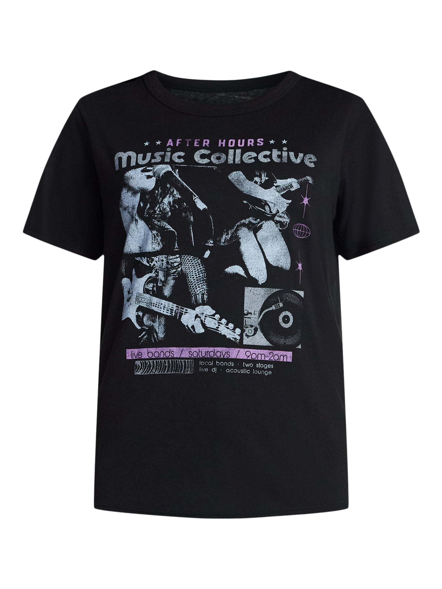 Music Collective Women's Graphic Everyday Tee with Short Sleeves, Sizes XXS-XXL