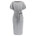 thumbnail image 2 of SMihono Robes Bohémiennes d'Été pour Femmes Grande Taille, Robe Décontractée Unie à Manches Courtes et Col Rond, 2 of 7