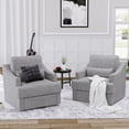 thumbnail image 5 of MEISSALIVVE Swivel Accent Chair, Linen Fabric Armchair, Single Modern Chairs with Metal Base Soft Lumbar Pillow for Living Room Bedroom (Grey), 5 of 7