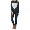 thumbnail image 4 of YEMAK Women's Pullover Sweater Long Sleeve Crewneck Cute Heart Cable Knit MK3506 (S-L)-NAV/OAT-S, 4 of 6