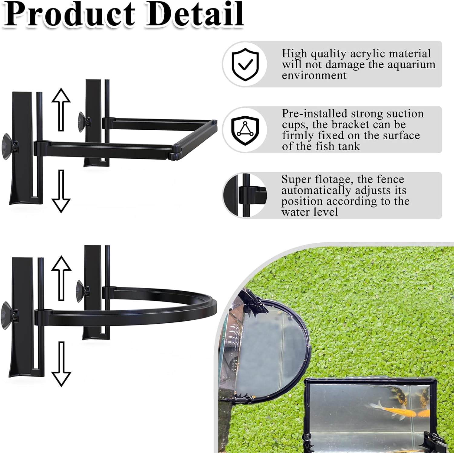 Aquarium Floating Plant Barrier, Floating Plant Corral Self Adjusts to Water Level Fish Tank Fence Keeps the Floaters Away from the Filter