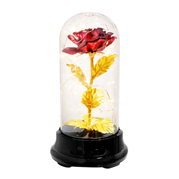 Billuyoard 2021 cúpula de luz rosa LED flor artificial flores artificiales de Navidad para decoración boda regalos de Año Nuevo para el hogar Kits de decoración para fiestas rojo Billuyoard HA008474-02B