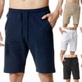 thumbnail image 3 of Cmfcve Men's Summer Shorts Pockets Elastic Waist Cotton Linen Shorts Drawstring Straight Sports Pants, 3 of 3