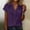 *Purple, variant on ClodeEU Women's Linen Blend V Neck Short Sleeve Shirt ,Solid Color Casual Blouse with Pocket Khaki,Womens Plus S