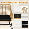 thumbnail image 3 of Tappio 4-Piece Rattan Patio Furniture Set, Outdoor Wicker Conversation Set with Tempered Glass Table, Black, 3 of 8