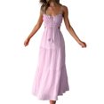 thumbnail image 3 of Michellecmm  Women Summer Casual Long Dress Solid Color Tie-Up Sling Dress, 3 of 9