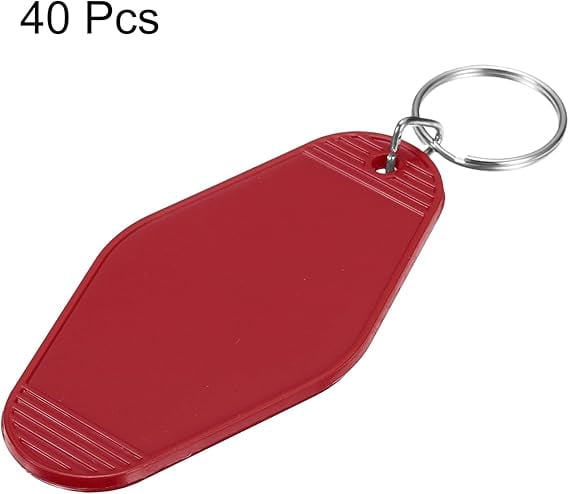 40pcs Hotel Keychains Blank Vintage Plastic Rhombus Motel Keychains Hotel Key Tags Rings for DIY Luggage Labels