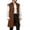 Brown, variant on Atkumj Medieval Vest for Men Trendy Solid Color Long Waistcoat Vintage Stand Collar Front Patch Pockets Button Down Sleeveless Vest