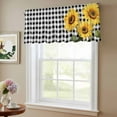 thumbnail image 6 of 2 Pack Sunflower Valance for Window Black and White Buffalo Plaid Spring Summer Floral Kitchen Valance Rod Pocket Short Curtain Topper Decorative Window Treatment for Living Room Bedroom 60"x18", 6 of 8