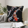 thumbnail image 6 of Fotbe Tricolor Koi Fish Trio Pattern Velvet Decorative Throw Pillow Covers with Elegant Piping, Soft Plush Cushion Cover for Sofa, Bed, Car, Office-20"x20", 6 of 8