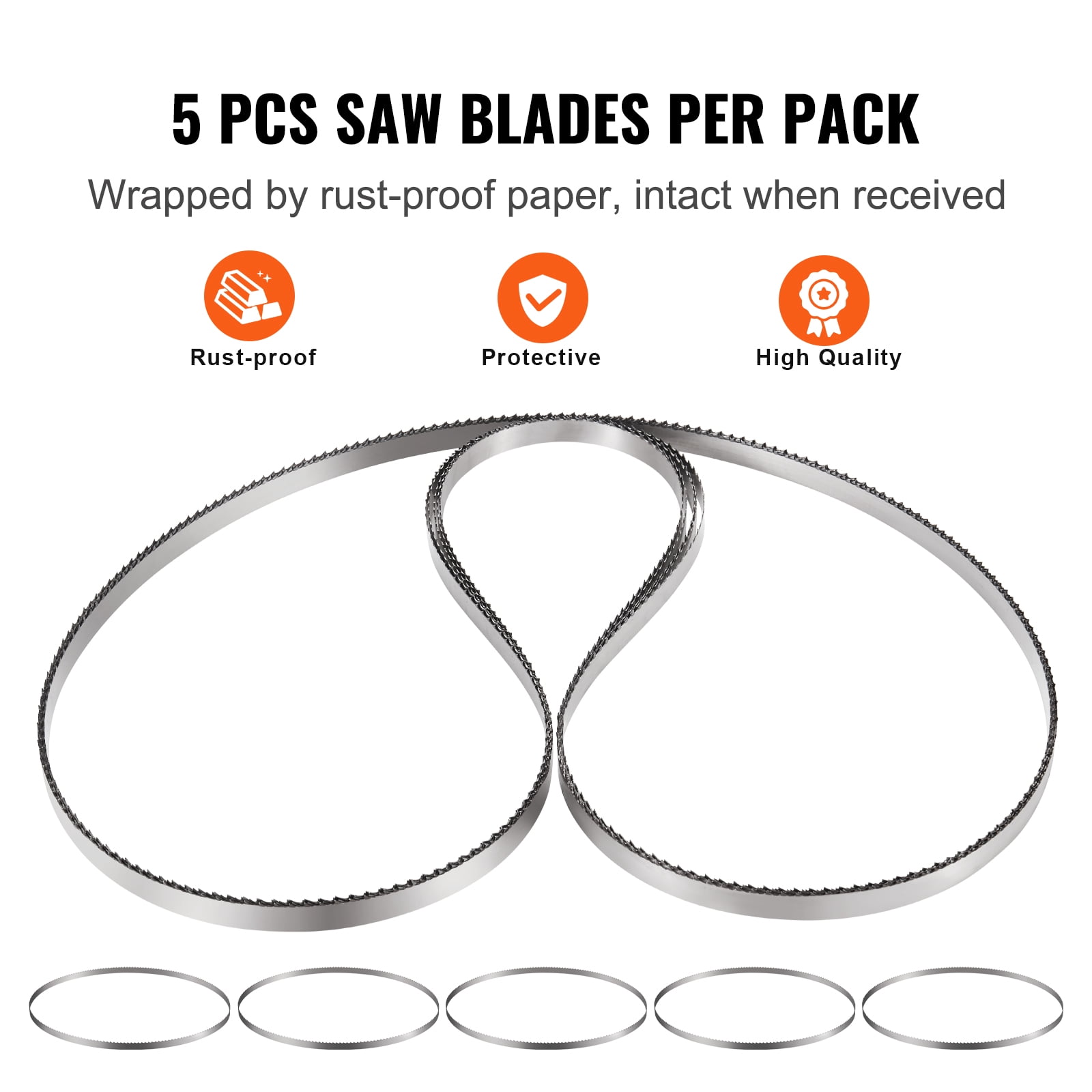 KFFKFF Band Saw Blade Set, 83.5x0.63x0.02 in, Pack of 5, Carbon Steel Meat Cutting Blades, Rust-Resistant Packaging, Compatible with Professional Bone Saw Equipment