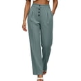 thumbnail image 2 of Womens Wide Leg Pants Straight Elastic High Waisted Cropped Pants Baggy Ice Textile Casual Trousers with Pockets, 2 of 6