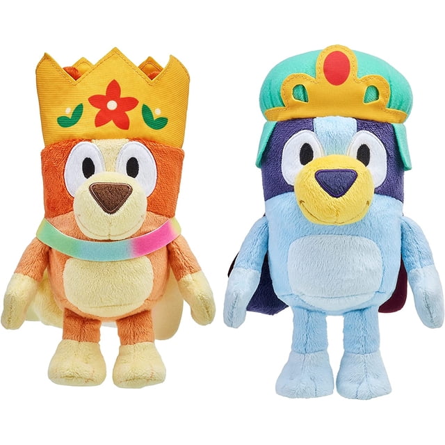 Paquete de juguetes de peluche Bluey Friends Royal Bluey y Bingo