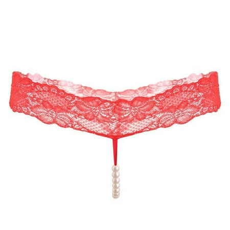 Solid Color Sexy Lace T Shirt Pearl Massage Underwear Women s Transparent And Playful Thong plus Size Lingerie for Women with Underwire Garter Belt with Clips