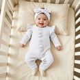 thumbnail image 2 of Baby Bodysuits Unisex Bodysuit Boys Girls Clothes Newborn Baby Girl Ruffle Long Sleeves Corduroy Romper Bodysuit,corduroy romper 6-12 Months, 2 of 9