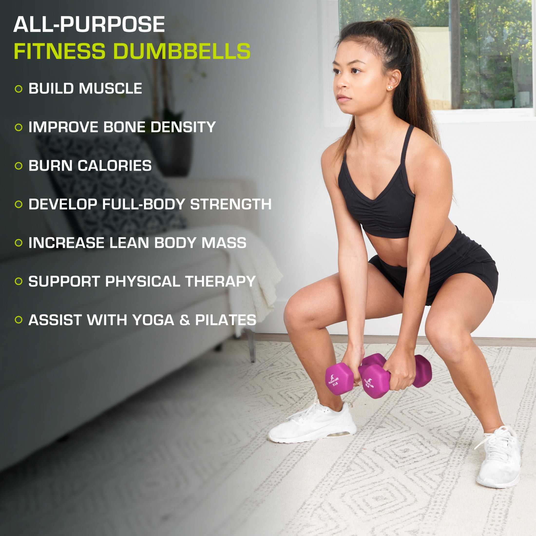 ProsourceFit Neoprene Coated Dumbbells – Set of 2 (5 lbs Each)