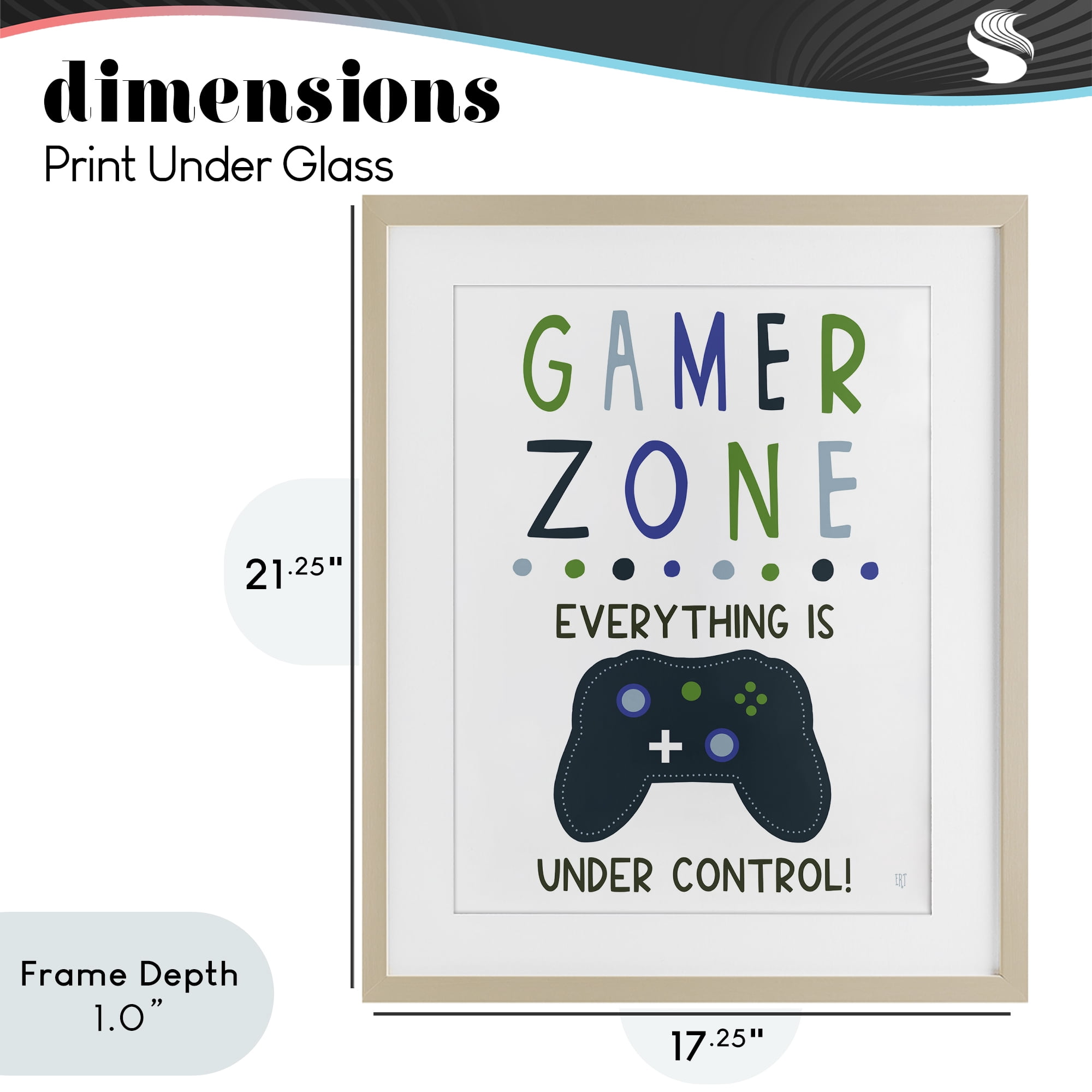 Stupell Industries Everything Under Control Gamer Zone Birch Framed Print Under Glass, design by Elizabeth Tyndall