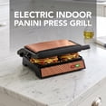 thumbnail image 4 of OVENTE Electric Indoor Panini Press Grill + Sandwich Maker, Copper GP0620CO, Opens 180 Degrees to Fit Any Type or Size of Food, Indoor Cooking Perfect for Quesadillas, Burgers & More, 1000W, 4 of 8
