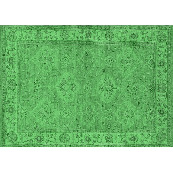 Ahgly Company Indoor Rectangle Oriental Emerald Green Traditional Area Rugs, 6' x 9'