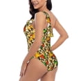 thumbnail image 4 of Zufioo Kittens With Maple Leaves Print One-shoulder Ruffled One-piece Swimsuit, High Elastic Integrated Removable Chest Pad Swimsuit Suitable for Beach, Pool and Vacation-Medium, 4 of 6