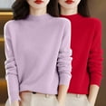 thumbnail image 1 of Chandail à Col Rond pour Femmes, Automne et Hiver, 2 Pcs, Couleur Unie, Doux et Confortable, 1 of 4
