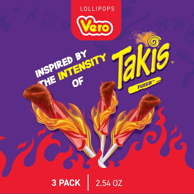 3 pack) Vero Takis Lollipop 3 Count Bag, Chamoy Flavored Lollipop