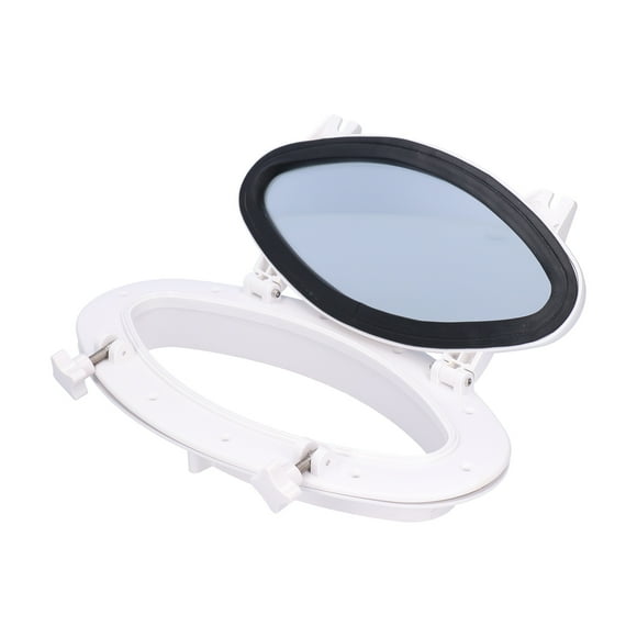 Boat Portlight, Rv Port Hole Sturdy Tempered Glass White Oval Anti Aging 0.2In Thickness With Reserved Mounting Holes For Yacht Rv For Marine Boat