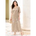 thumbnail image 5 of Roaman's Women's Plus Size Plus-Size Flutter Sleeve Allover Embroidered Gown, 5 of 5