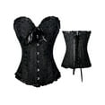 thumbnail image 4 of Nituyy Women's Gothic Bustiers Corsets Satin Boned Lace Up Overbust Bridal Bodysuit, 4 of 5
