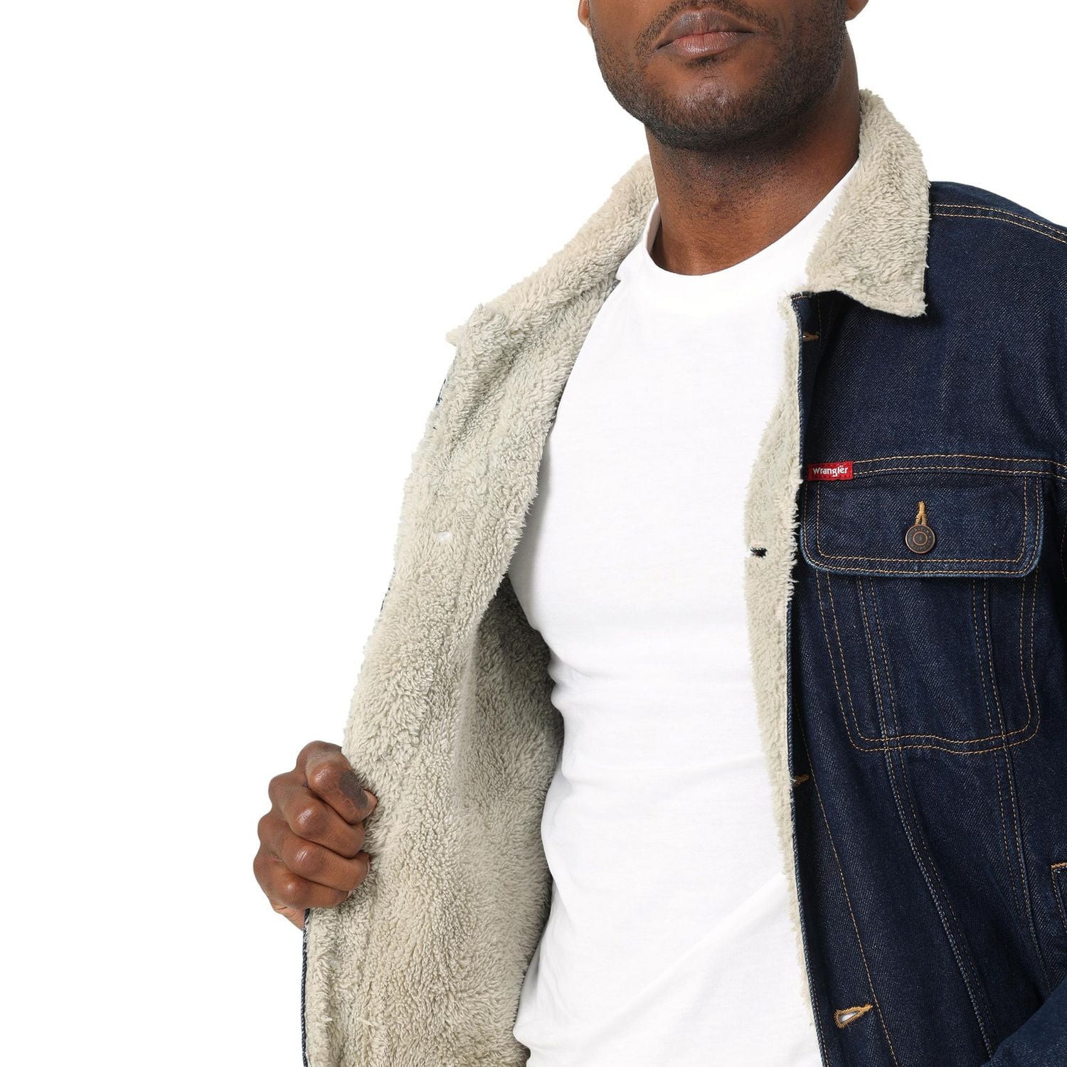 Wrangler Angler Veste Denim Doublée Sherpa