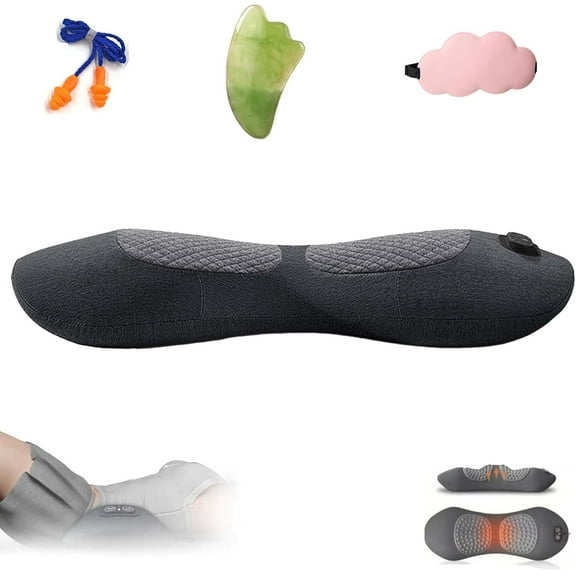 Norvo Smart Pillow, 3-in-1 Smart Pillow for Back Pain Relief, Ergonomic Contour Neck and Lumbar Support with Heat & Vibration, USB Powered, for Sleeping, Office, Car & Home Use (Black)