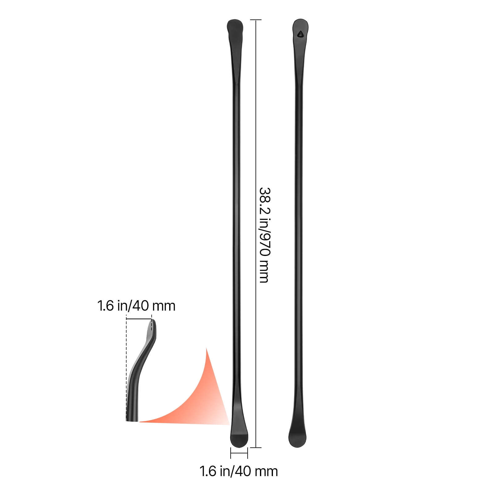 KFFKFF Tire Bars, 2 PCS 38.2 Inch Tire Mount and Demount Iron, Durable Alloy Steel Tools for Tire Changing, Suitable for Trucks, Semi-Trucks, Off-Road Vehicles, Light-Duty Vans, Black