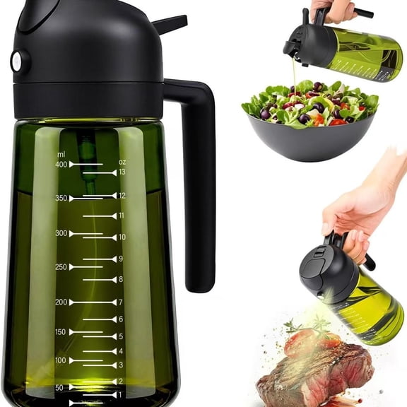 Oil Dispenser Bottle, 2 in 1 Oil Dispenser for Kitchen, 17oz/500ml Glass Olive Oil Dispenser With Pourer, Oil Dispenser Bottle, Oil Sprayer for Cooking, Kitchen, Salad, Barbecu