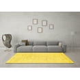 thumbnail image 3 of Ahgly Company Machine Washable Indoor Square Solid Yellow Modern Area Rugs, 4' Square, 3 of 4