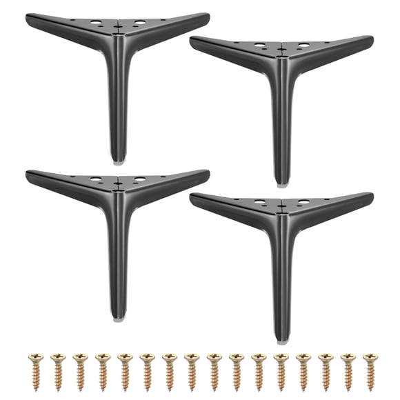 Uxcell 4Pcs Metal Furniture Legs, 6" Triangle Replacement Couch Dresser Legs Furniture Feet for Bed Table Cabinet Sofa(Matte Black)