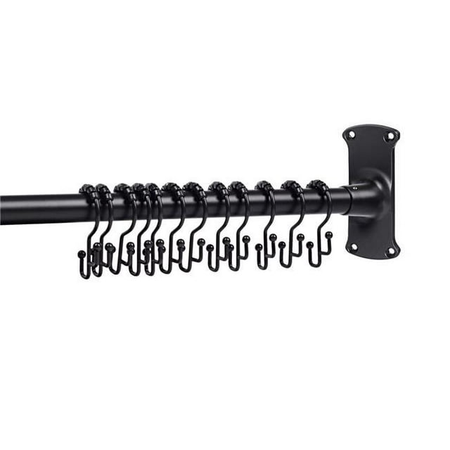 68x28 in. Rustproof L-Shaped Corner Shower Curtain Rod - Black