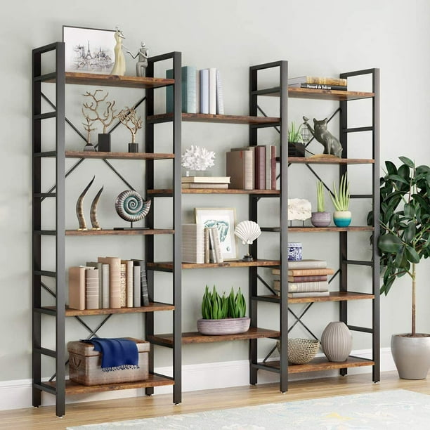 Tribesigns Etagere Large Open Bookshelf, Dark Brown Wood Open Bookcases