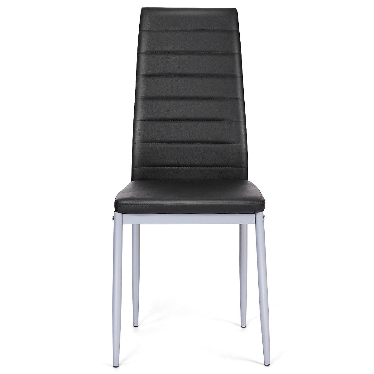 Costway Set of 4 PU Leather Dining Side Chairs Elegant Design Home Furniture Black Contemporary