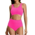 thumbnail image 6 of Lopeceal Women's Athletic High Waisted Bikini Sets Two Piece Sport Scoop Neck Cheeky Swimsuit, 6 of 7