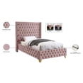 thumbnail image 5 of Meridian Furniture Savan Pink Velvet Twin Bed, 5 of 6